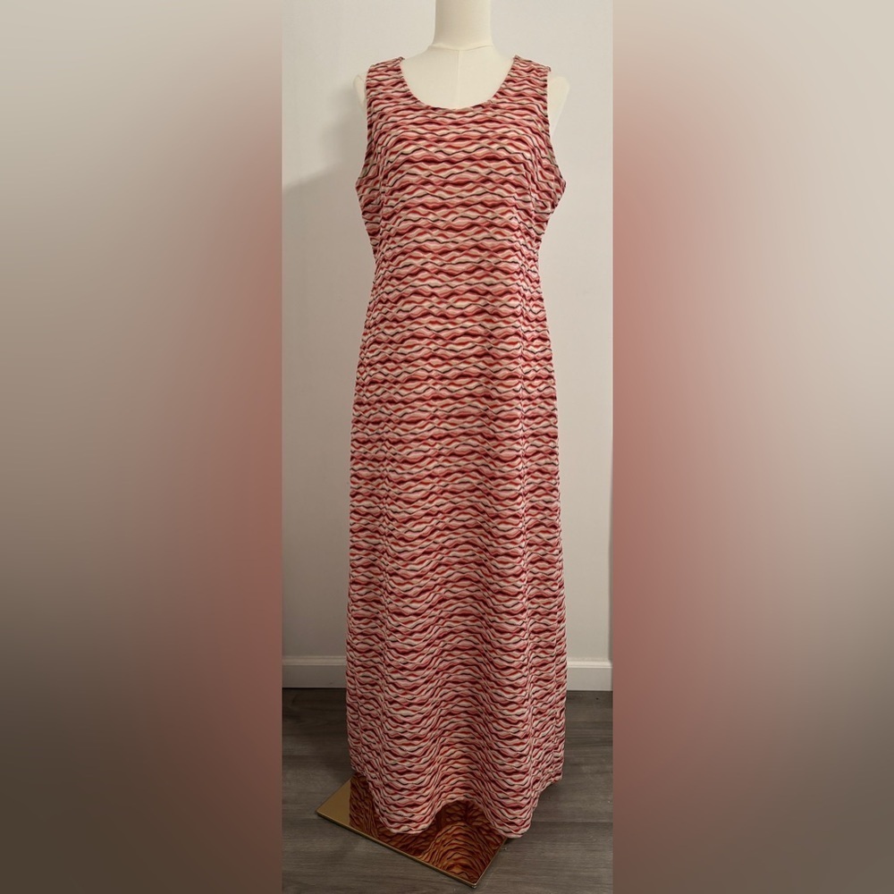 ECI Sleeveless Midi/Maxi Dress Size Large Red,Brown,Pink,Beige, Wave Knit.SKU15